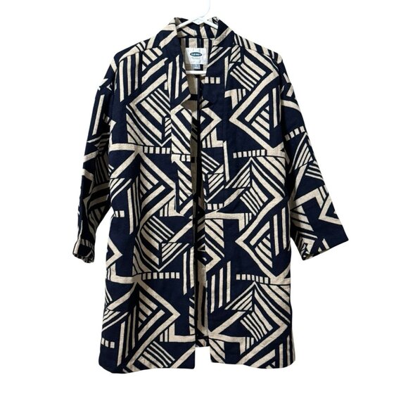 Old Navy Women Long Jacket Open Front Aztec Southwestern Country Size Small Blue - Picture 1 of 14